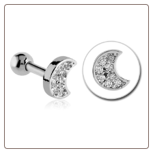 316L Surgical Steel Ear Cartilage Ring Stud Jewelry Moon 16G