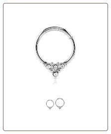 316L Surgical Steel Hinged Septum Clicker Cluster 16G