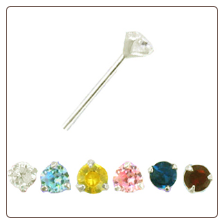 **BLOW OUT SALE** 925 Sterling Silver Nose Stud Straight or L Bend -Choose Your Color 2mm Round CZ