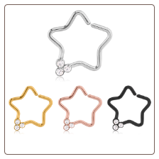 316L Surgical Steel Nose Ring Helix Daith Ear Cartilage Continuous Star Hoop Choose Your Color 16G