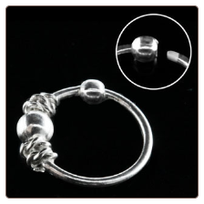 925 Sterling Silver Nose Ring Hoop 5/16 Ball Wire Design 22G