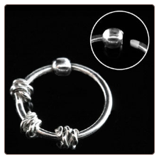 925 Sterling Silver Nose Ring Hoop 5/16 3 Wire Design 22G