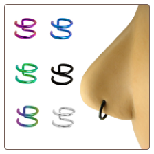 316L Surgical Steel Fake Double Nose Ring Hoop Anodised - Choose your Color 5/16" 16G