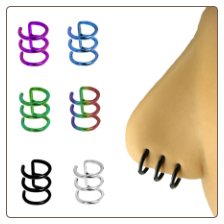 **BLOW OUT SALE** 316L Surgical Steel Fake Triple Nose Ring Hoop Anodised - Choose your Color 5/16" 16G