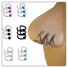 **BLOW OUT SALE**  316L Surgical Steel Triple Fake Captive Nose Ring Hoop Anodised - Choose your Color 5/16" 16G