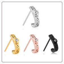 316L Surgical Steel Nose Hugger Single Solitaire Stud Ring - Choose Your Style & Color 20G