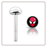 925 Sterling Silver Nose Stud Straight or L Bend 3mm Spiderman