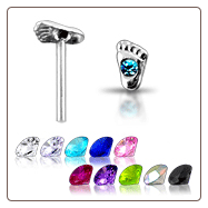 **BLOW OUT SALE** 925 Sterling Silver Nose Stud Straight or L Bend -Choose Your Color Foot