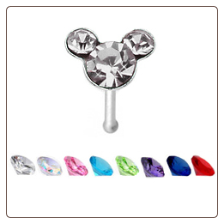 925 Sterling Silver Nose Bone 4.3mm Mickey Mouse 22G