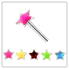 **BLOW OUT SALE** 925 Sterling Silver Straight or L Bend Nose Stud -Choose Your Color 2.5mm Star