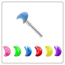 **BLOW OUT SALE** 925 Sterling Silver Straight or L Bend Nose Stud -Choose Your Color Moon