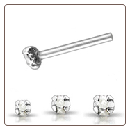 925 Sterling Silver Straight Nose Stud L Bend Clear Gem Choose Your Size