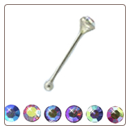 **BLOW OUT SALE** 925 Sterling Silver Nose Bone 1.8mm Round Gem Choose Your Color 22G