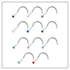 316L Surgical Steel Nose Screw - Choose Your Color 1.3mm Micro Gem 20G