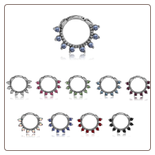 **BLOW OUT SALE** 316L Surgical Steel Septum Clicker Helix Hinged Nose Ring Hoop CZ Ring 14G