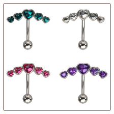 **BLOW OUT SALE** 316L Surgical Steel Navel Belly Button Ring 5 Heart CZ 14G