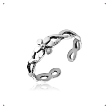 925 Sterling Silver Flower Twisted Toe Ring
