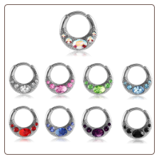 **BLOW OUT SALE** 316L Surgical Steel Septum Clicker Helix Nose Ring Hoop CZ Ring 16G 14G