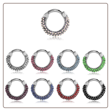 **BLOW OUT SALE** 316L Surgical Steel Septum Clicker Helix Nose Ring Hoop CZ Ring 14G