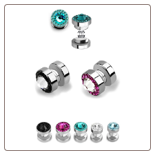 Fake Magnetic Earrings Crystal Gemstones 5mm