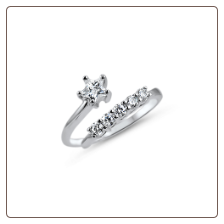 925 Sterling Silver Star Diamond Toe Ring
