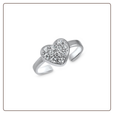925 Sterling Silver Heart CZ Toe Ring