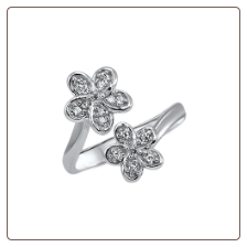 925 Sterling Silver CZ Flowers Toe Ring