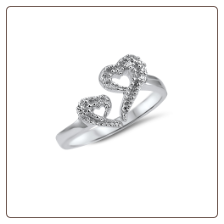 925 Sterling Silver Clear Heart CZ Toe Ring