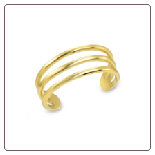 14KT Solid Yellow Gold Toe Ring 3 Band
