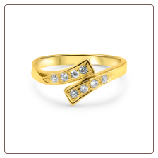 14KT Solid Yellow CZ Gold Toe Ring
