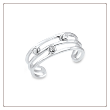 925 Sterling Silver 3 CZ Toe Ring