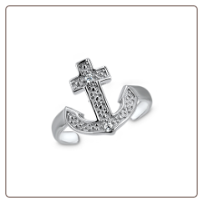 925 Sterling Silver Cross Anchor Toe Ring