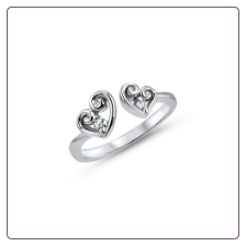 925 Sterling Silver Double Heart Toe Ring