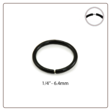 Nose Hoop Black Plated Continuous Sterling Silver 1/4" 6.4mm 18G