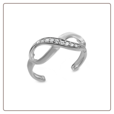 14KT Solid White Gold Infinity CZ Toe Ring