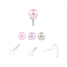 Bioflex Labret Style Push Pin Nose Stud or Nose Screw 3mm Pearl 18G 16G