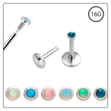 **BLOW OUT SALE** Surgical Steel Labret, Monroe Stud Ring Screw Post Choose Your Opal 16G