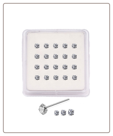 20 Pack 925 Sterling Silver Straight  Bend Nose Studs 1mm, 1.5mm, 2mm, or 2.5mm Clear CZ 22G