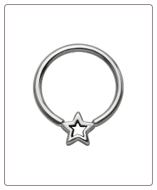316L Surgical Steel or Titanium, 925 Sterling Silver Star Captive Bead Nose Ring, Tragus, Ear Cartilage Hoop