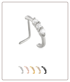 316L Surgical Steel Nose Hugger Triple CZ -Choose Your Style 20G