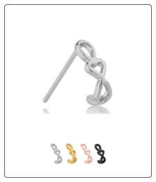 316L Surgical Steel Nose Hugger Heart Chain Stud Ring - Choose Your Style & Color 20G