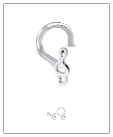 925 Sterling Silver Nose Stud Ring Treble Clef Music Note- Choose Your Style 22G