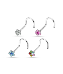 4 Pack 316L Surgical Steel Nose Screw Stud Ring Flowers - Choose Your Gauge