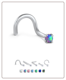 18KT White Gold 2mm Synthetic Opal Choose Your Style and Color 20G