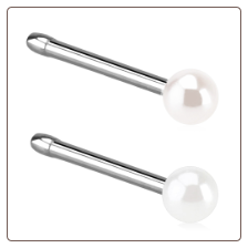 2mm Pearl Surgical Steel Nose Bone 20G