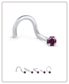 Platinum VERY RARE Genuine Purple/Pink  Diamond Nose Ring