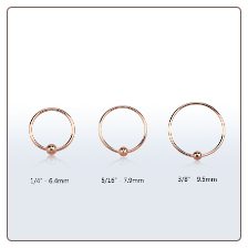Nose Ring Hoop Rose Gold Plated Sterling Silver 2mm Ball -Choose Your Size 22G