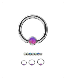 316L Surgical Steel or Titanium Captive Bead CBR Nose Ring Hoop Choose Your Size 2mm Opal