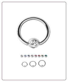 316L Surgical Steel or Titanium Captive Bead Nose Ring Hoop 2mm CZ - Choose Size & Color