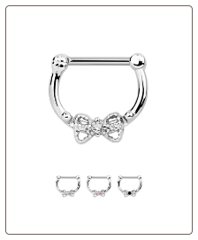 316L Surgical Steel Bow Septum Clicker 9/32" - 7mm Choose Your Color 16G